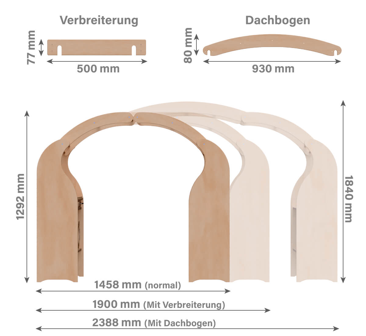 Abmessung Spielständer und Verbreiterungen